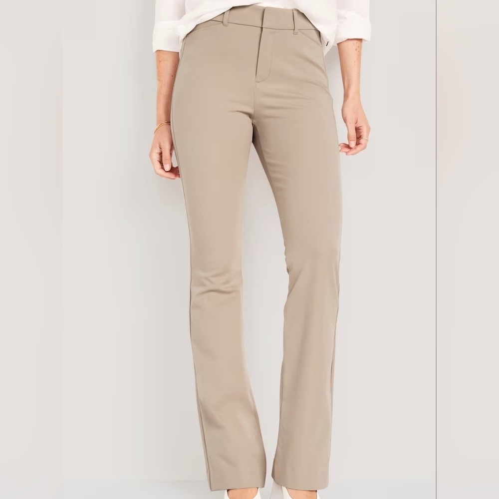 Old Navy Pixie Flare Tan Pants High Rise‎ Sz 12 Boho Neutral Hippie Work Office